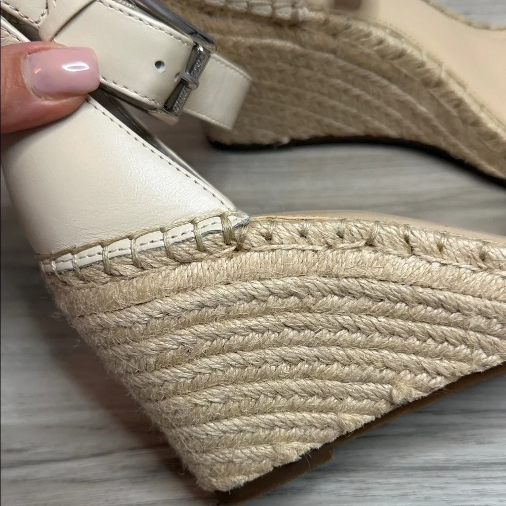 Vince Camuto Cream Espadrille Wedge Sandals